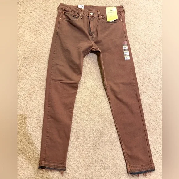 NWT Levi's Mens 512 1188 Acid Brown Raw Hem Slim Taper Denim Jeans 34*34 - Picture 1 of 5